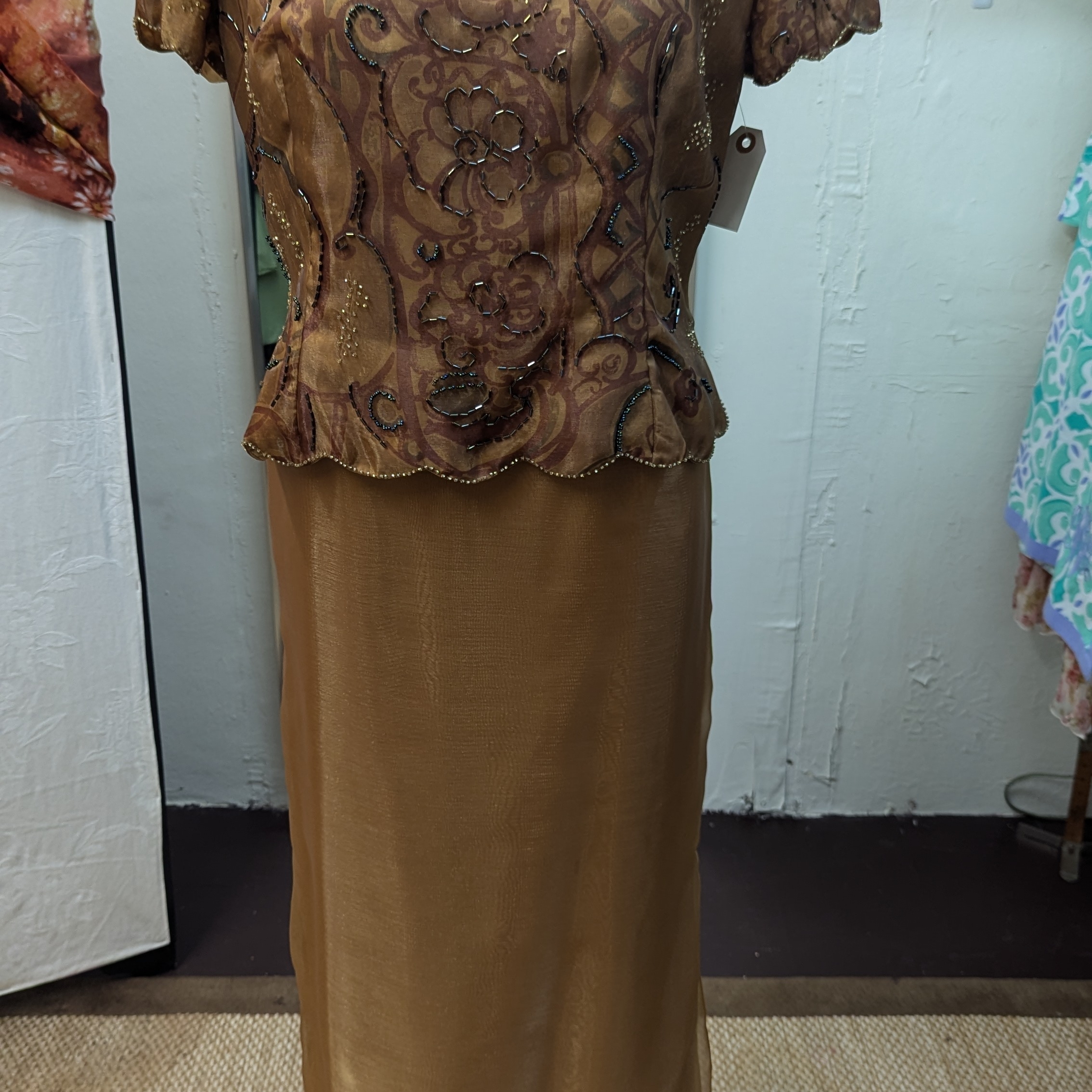 Golden Brown Maxi Pencil Skirt For Work